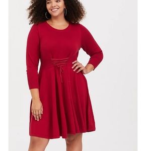 Red corsets sweater dress. Torrid size 1